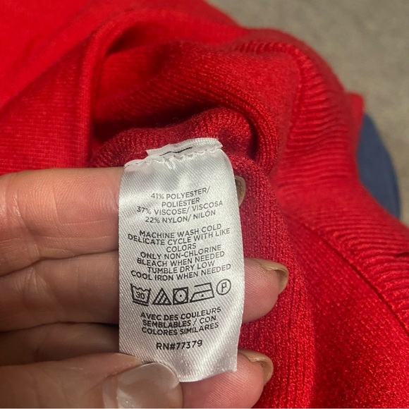 Ann Taylor Midi Sweater A Line Skirt Jubilee Size XL Red Elastic Waist Holiday - Picture 6 of 10